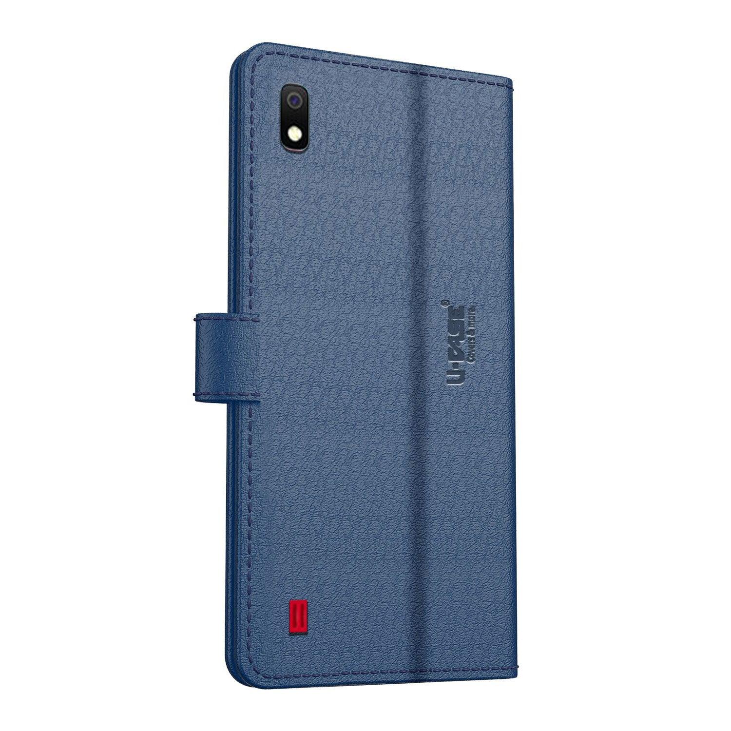 U-CASE Magnetic Flip Cover for Samsung Galaxy A10 / M10 Vegan Foldable Stand & Pocket Magnetic Closure - Aibex